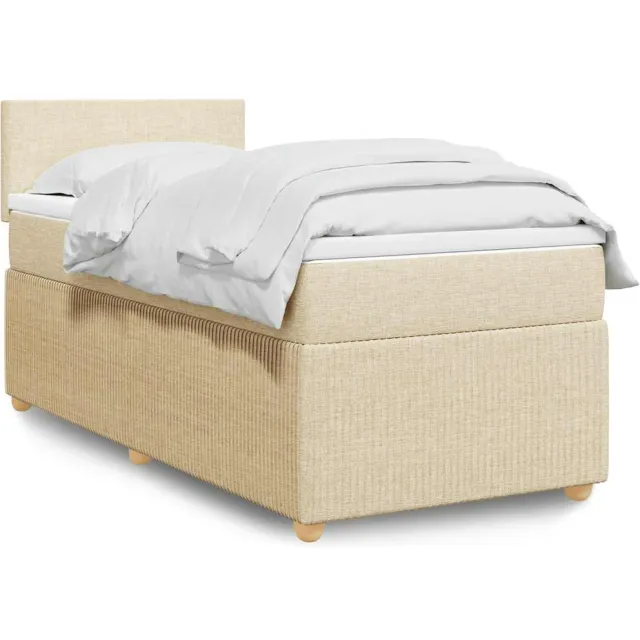 vidaXL Boxspring met matras stof crèmekleurig 90x190 cm