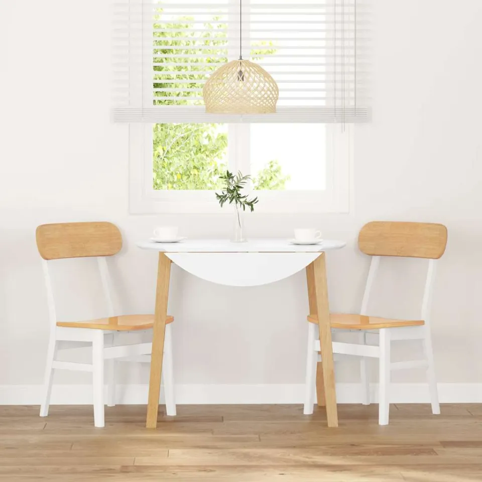 vidaXL Eetkamerstoelen 2 st massief hout rubber wit, foto 3