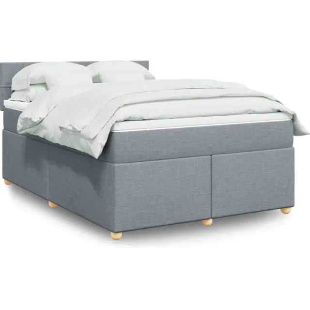vidaXL Boxspring met matras stof lichtgrijs 140x190 cm grijs
