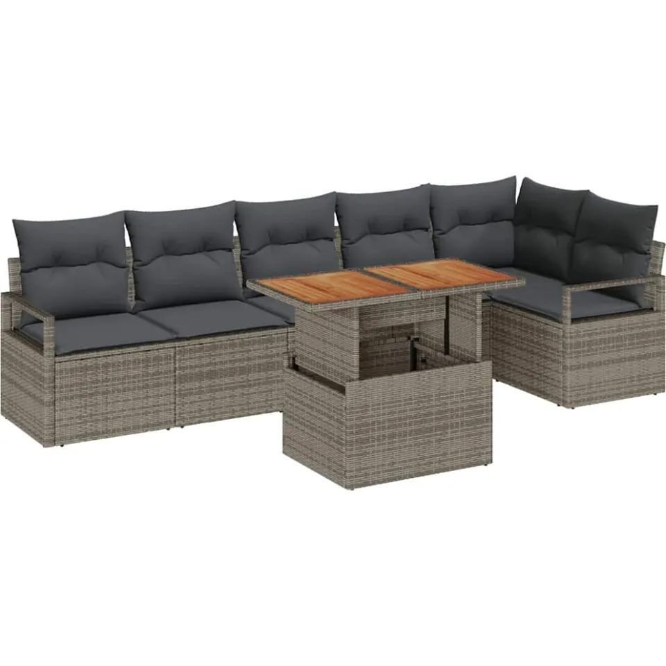 vidaXL Tuin Sofa Set 7 st Grijs Poly riet