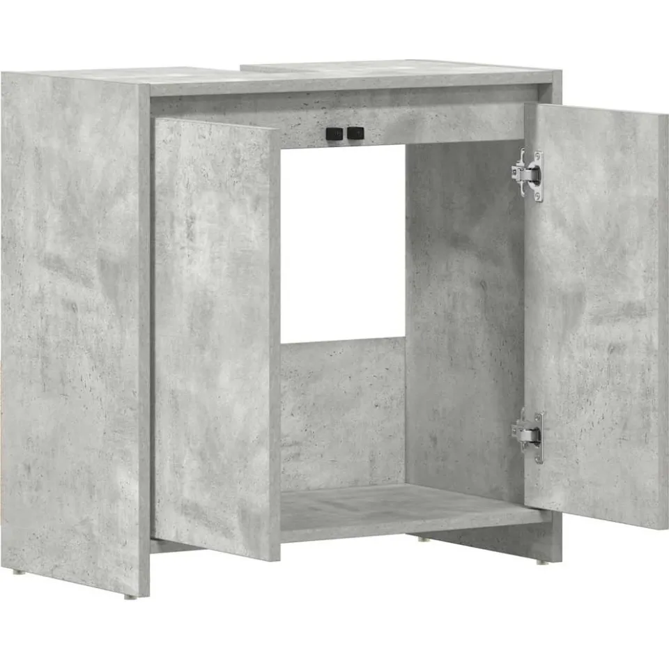 vidaXL Badkamerkast 60x33x60 cm bewerkt hout betongrijs grijs, foto 4