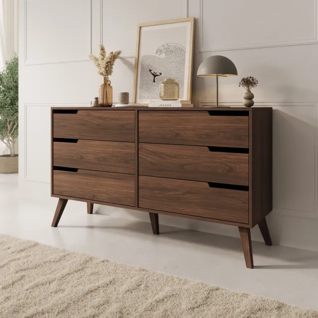 MEUBELLA Nido - Ladekast - Donker eikenpatroon - 137x40x80 cm Bruin