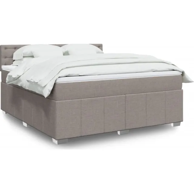 vidaXL Boxspring met matras stof taupe 180x200 cm