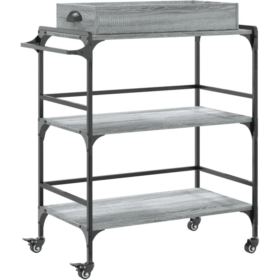 vidaXL Keukentrolley 81,5x41x92,5 cm bewerkt hout grijs sonoma eiken