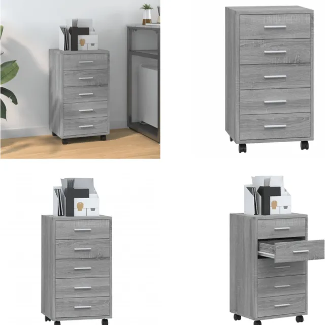vidaXL Ladekast - met - wieltjes - bewerkt - hout - grijs - sonoma - eiken grijs sonoma eiken