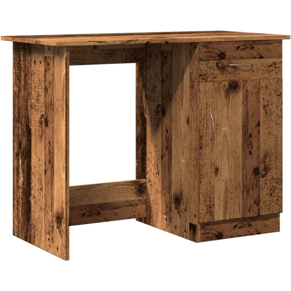 vidaXL Bureau 100x50x76 cm bewerkt hout oud houtkleurig bruin, foto 3