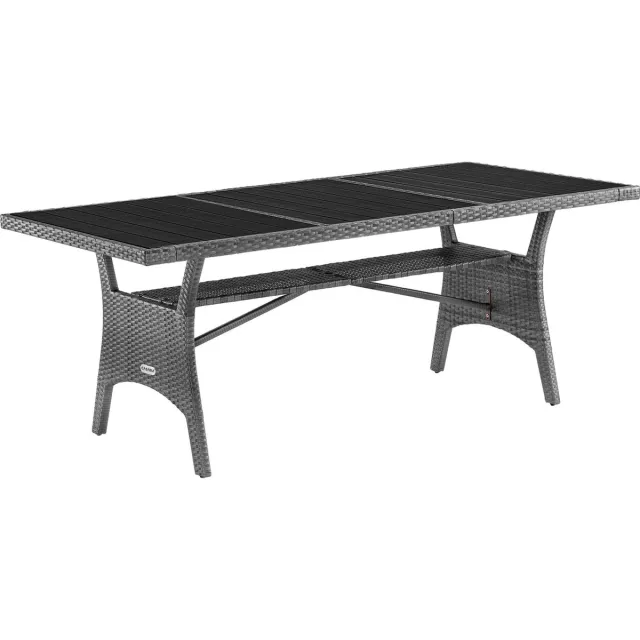 Casaria Polyrattan Tuintafel - WPC Tafelblad 190x90x74 cm – Grijs
