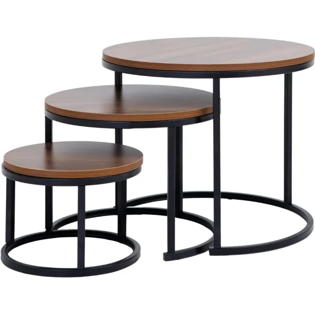 Bayt Salontafel - Salontafel Set - Ronde Salon tafel - Set 3 stuks - Bijzettafel - Koffietafel - Hout - Bruin