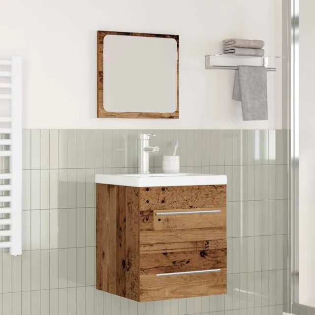 vidaXL Badkamermeubelset 2 st Oud Hout Bewerkt hout Bruin