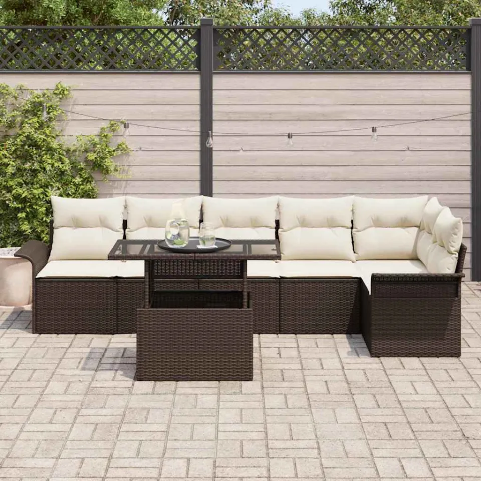 vidaXL Tuin Sofa Set 7 st Bruin poly rattan, foto 3