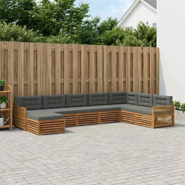 vidaXL Buiten bankenset 8 st 7-zits Natuurlijk en Antraciet