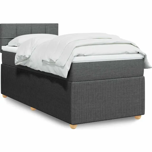 vidaXL Boxspring met matras stof donkergrijs 90x200 cm grijs