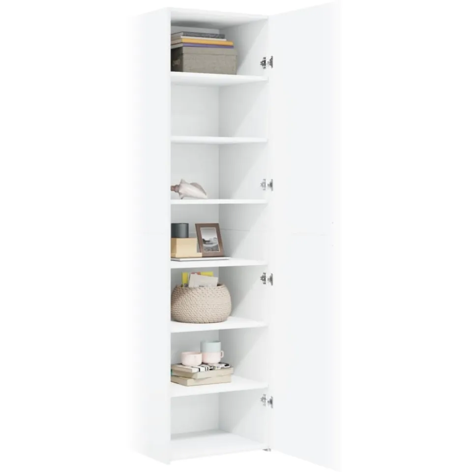 vidaXL Hoge kast 50x42,5x185 cm bewerkt hout wit