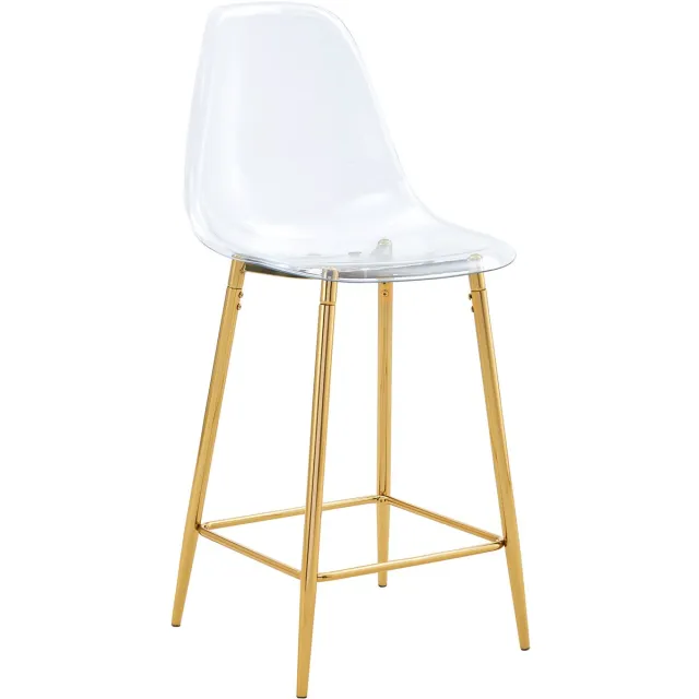 Wishdor Barkrukken - Transparante Zitting - Modern Ontwerp - Met Metalen Onderstel - Goudkleurig - Set Van 4 - Voor Keuken