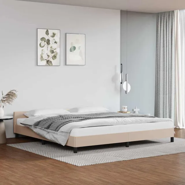 vidaXL Bedframe met hoofdeinde zonder matras Cappuccino 200x200 cm Bruin