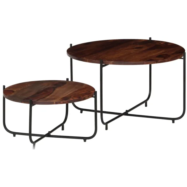 vidaXL 2-delige Salontafelset 60x35 cm massief acaciahout Bruin