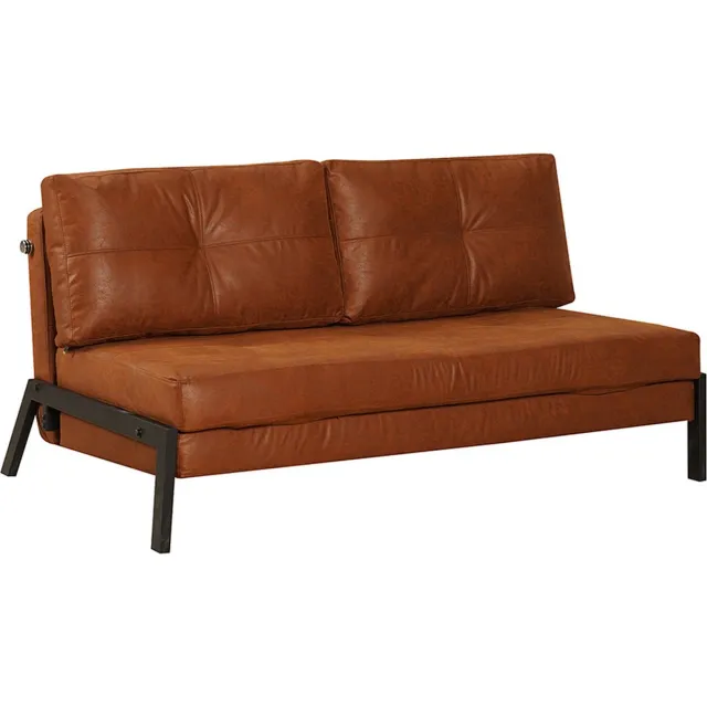 Bronx71 Slaapbank 2 persoons Mikko cognac eco-leer - Logeerbed - Vouwbed - Slaapstoel - Zetelbed
