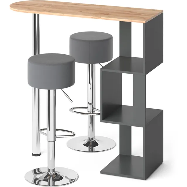 Vicco Vincent Bartafel set – 113 x 39.8 cm met 2 barkrukken Krachtige eik goud Goudkleurig Eiken