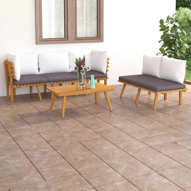 vidaXL 5-delige Loungeset met kussens massief acaciahout bruin, foto 2