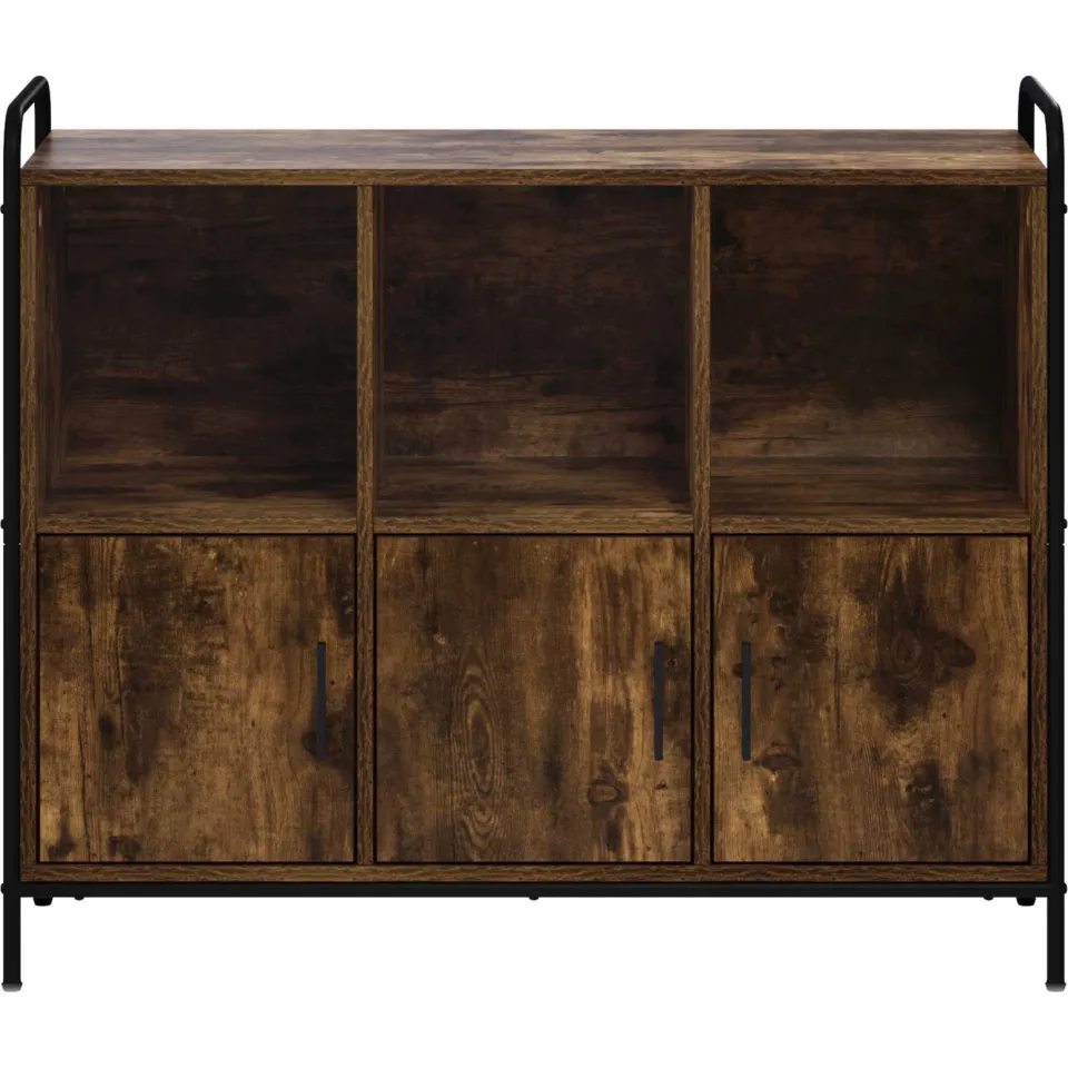 vidaXL Dressoir Gerookt eiken 97 x 33 x 81 cm Bewerkt hout, foto 4