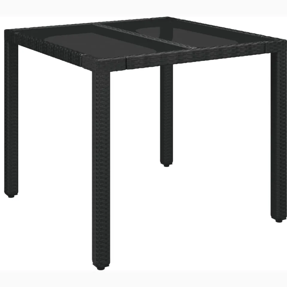 vidaXL 5-delige Tuinset met kussens poly rattan zwart