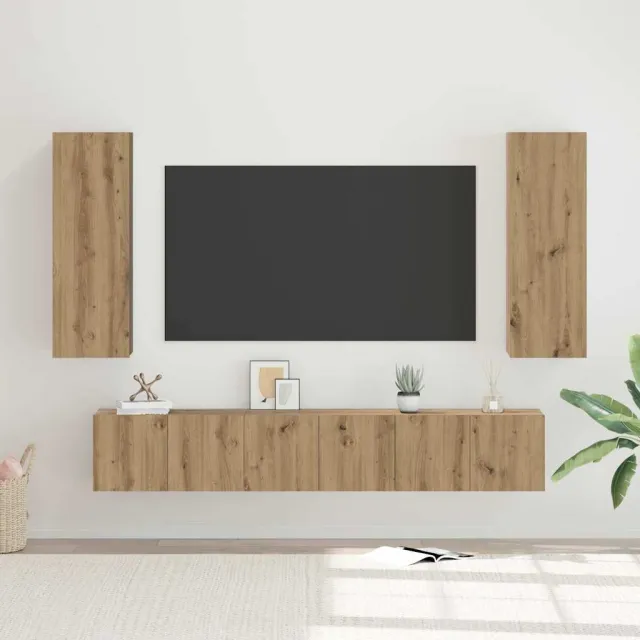 vidaXL Tv-meubelset 5 st Artisan Eiken Bewerkt hout Bruin