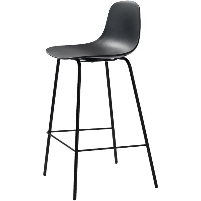 Nest of Nora Set van 2 - Nest of Nora Barstoelen met rugleuning Zoey - Metalen frame - Zwart