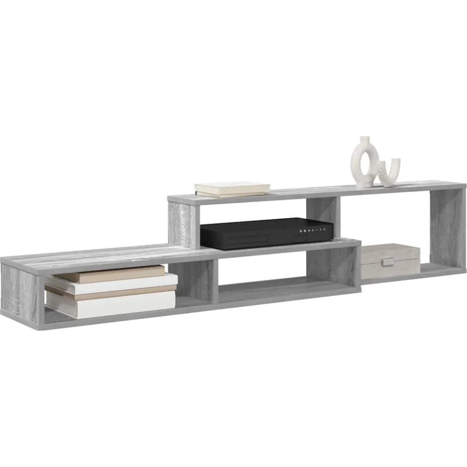 vidaXL TV-stand 150x25x28,5cm Bewerkt hout grijs