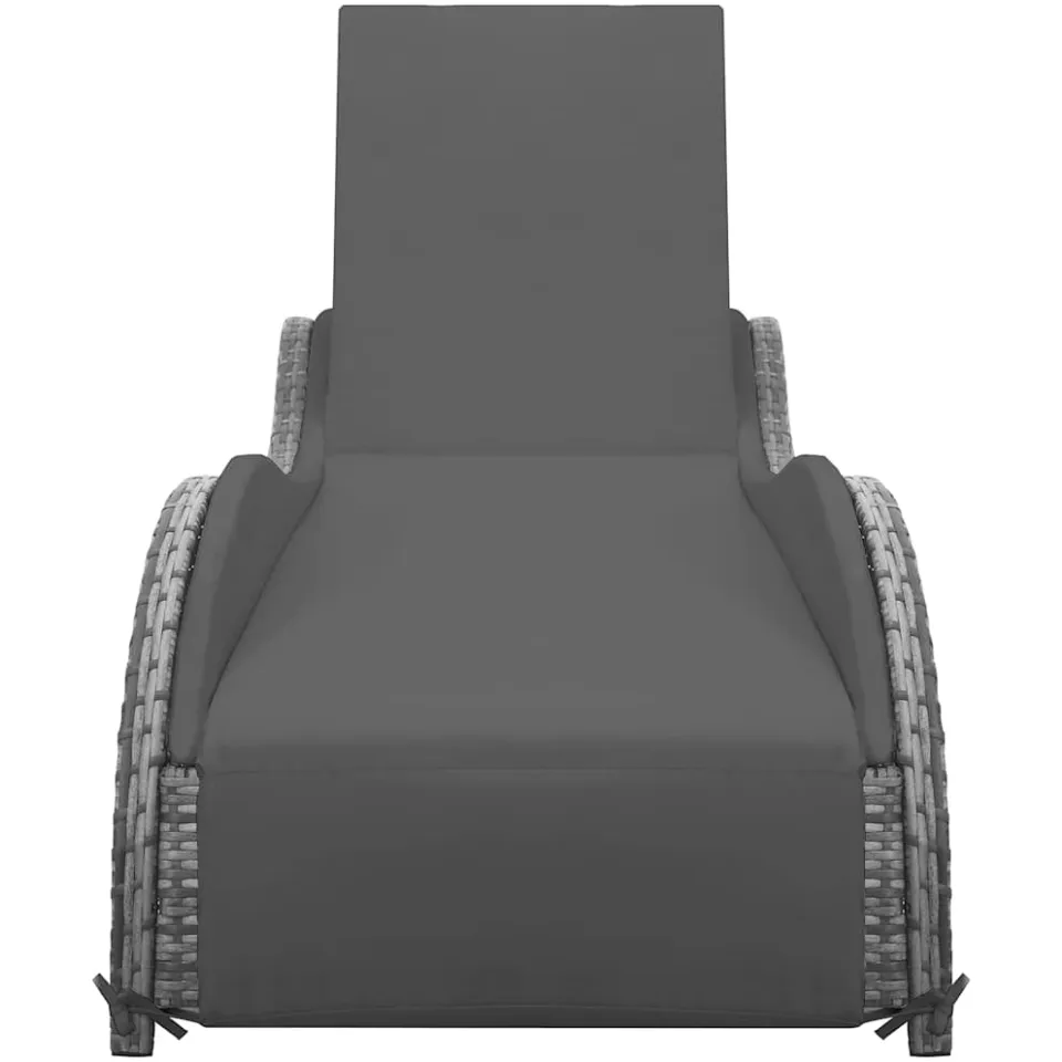 vidaXL Ligbed met kussen poly rattan antraciet, foto 2