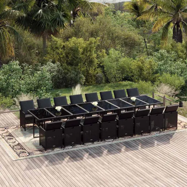 vidaXL 17-delige Tuinset met kussens poly rattan zwart, foto 2