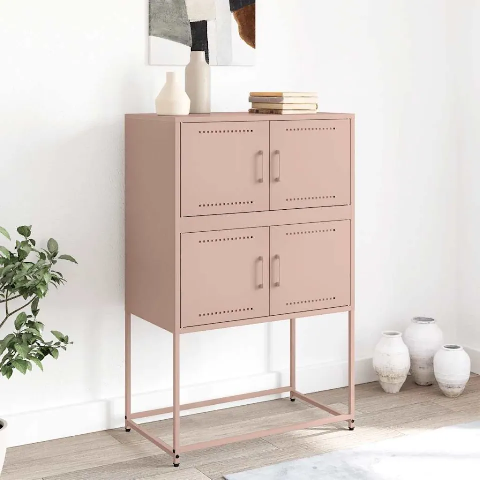 vidaXL Dressoir 68,5x38,5x107 cm staal roze, foto 3