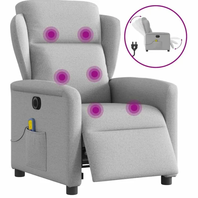 vidaXL Massagestoel - elektrisch - verstelbaar - stof - wolk - grijs wolk grijs