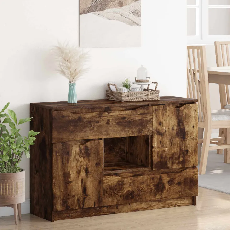 vidaXL Dressoir Gerookt eiken 100 x 30 x 65,6 Bewerkt hout, foto 3