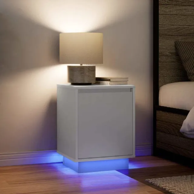 vidaXL Nachtkastjes met led-verlichting 2 st 38x34x50 cm wit