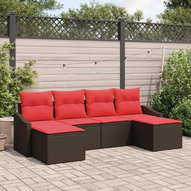 vidaXL Bankstel 6 st Bruin poly rattan, foto 2