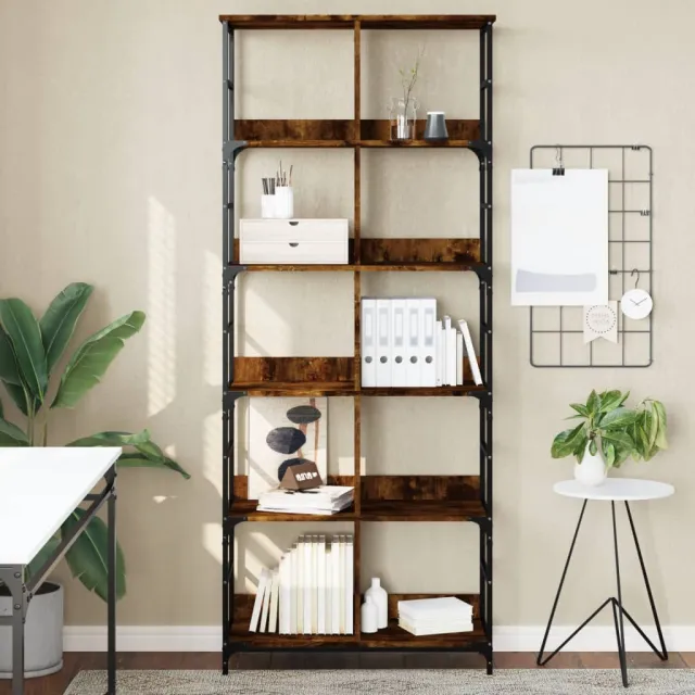 vidaXL Boekenrek 78,5x33x188,5 cm bewerkt hout gerookt eikenkleurig Bruin