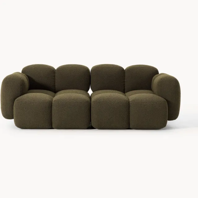 Westwing Collection Modulaire bank Tayla (2-zits) van bouclé groen