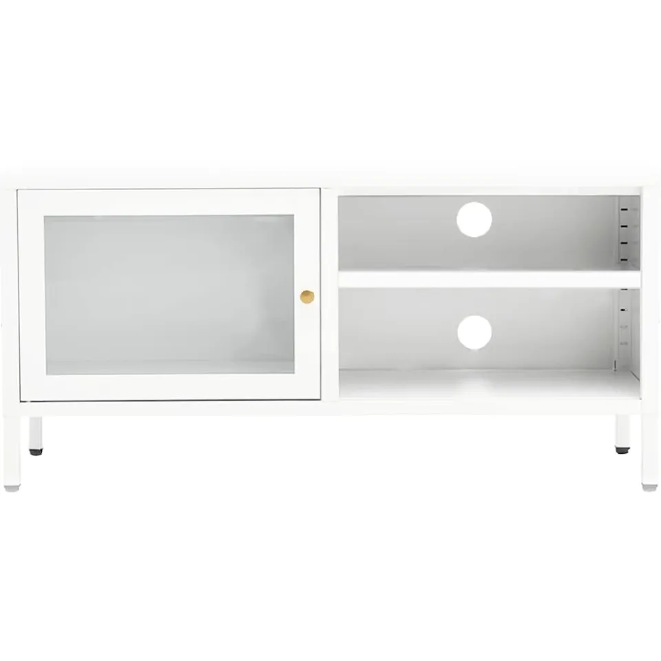 vidaXL Tv-meubel 90x30x44 cm staal en glas wit