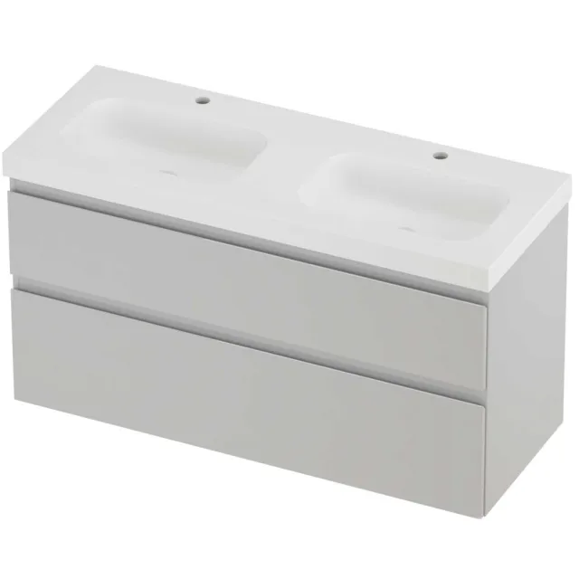 Proline Haga Badmeubelset Polystone Mezza 2 Gaten 120x46x66 cm Mat White Glans Wit