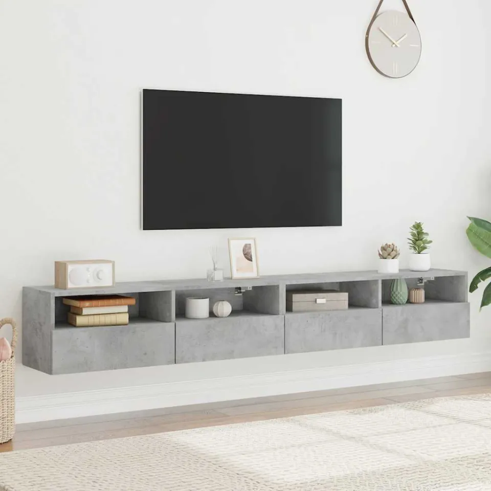 vidaXL Tv-wandmeubels 2 st 100x30x30 cm bewerkt hout betongrijs grijs, foto 3