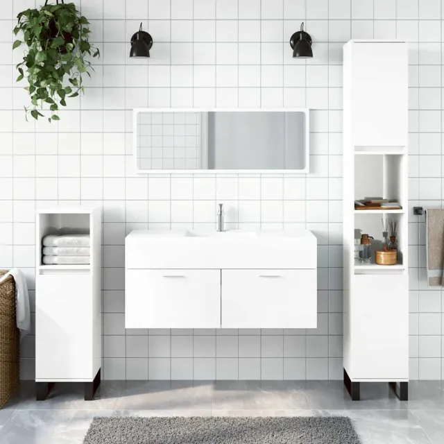 vidaXL Badkamerkast met spiegel bewerkt hout hoogglans wit