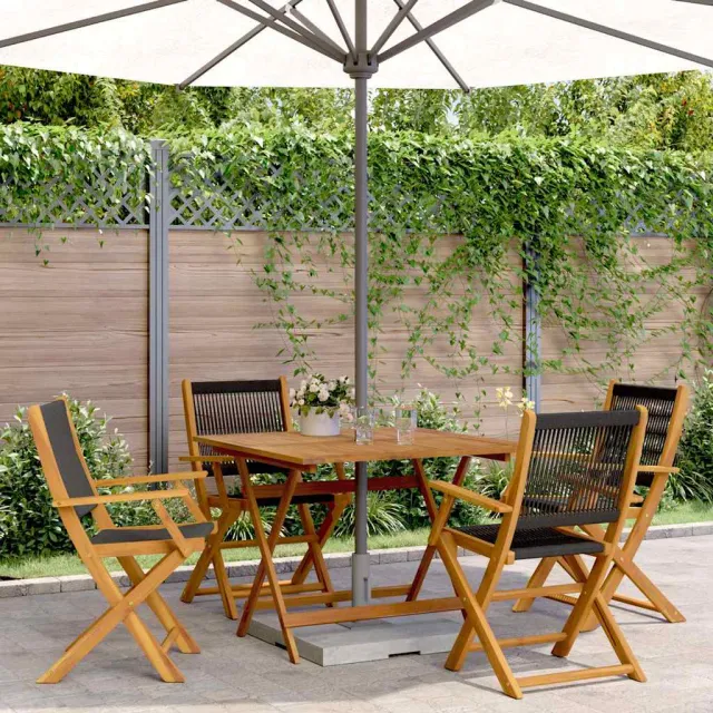 vidaXL 5-delige Tuinset polypropeen en massief hout zwart, foto 2