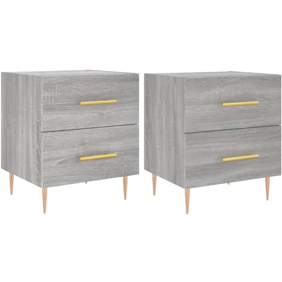 vidaXL Nachtkastjes 2 st 40x35x47,5 cm bewerkt hout grijs sonoma eiken