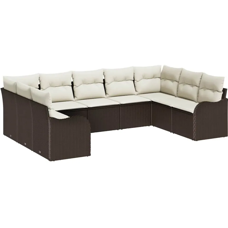 vidaXL Tuin Sofa Set 9 st Bruin poly rattan