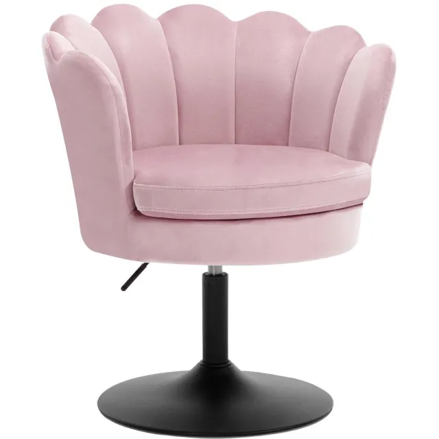 NordHaus Kaptafelstoel Draaibaar - Make-up Stoel Fluweel - 360° Rotatie & Verstelbare Hoogte 43-55 cm - Max 150 kg roze