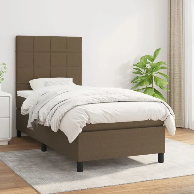 vidaXL Boxspring met matras stof donkerbruin 80x200 cm bruin
