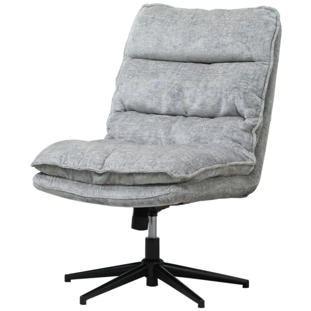 Clruro Bureaustoel - 63,5x81x96-102 cm - Draaibaar - zonder Armleuningen - Chenille en Staal - Grijs Clruro