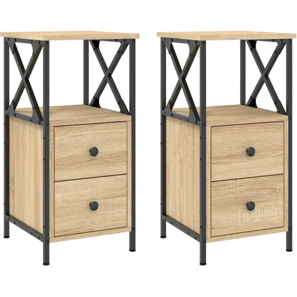 vidaXL Nachtkastjes 2 st 34x35,5x70 cm sonoma eikenkleurig, foto 3