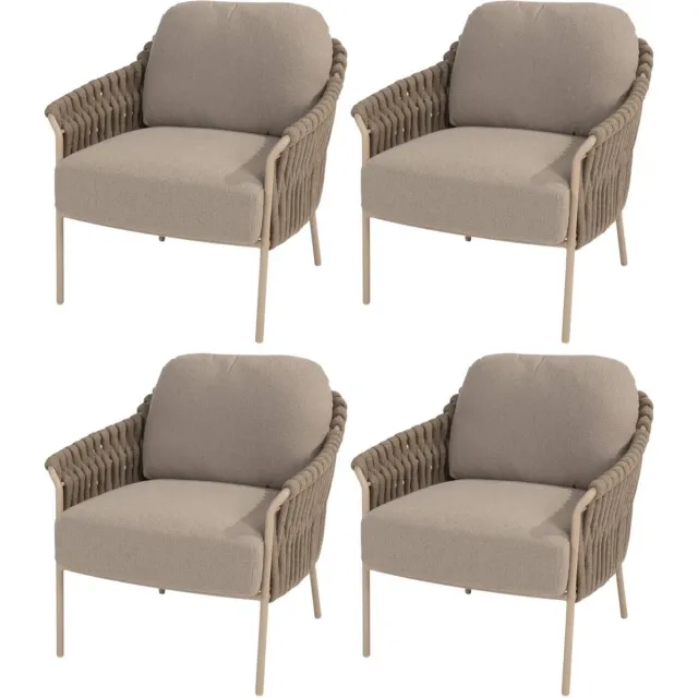 AVH-Collectie Barolo Pacific stoel bank dining loungeset 6 delig verstelbaar latte zand / latte / linen