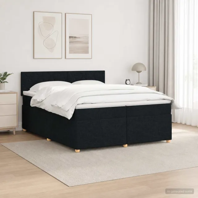 vidaXL Boxspringbed met matras met hoofdeinde Zwart 200 x 200 cm Stof